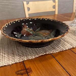 Pompeii 14" Pasta Serving Bowl by Certified International. Black & Gold